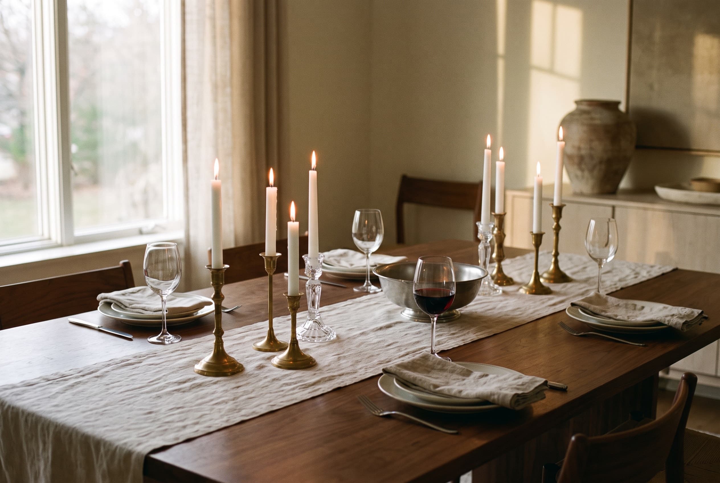 The candlesticks and candles for the table