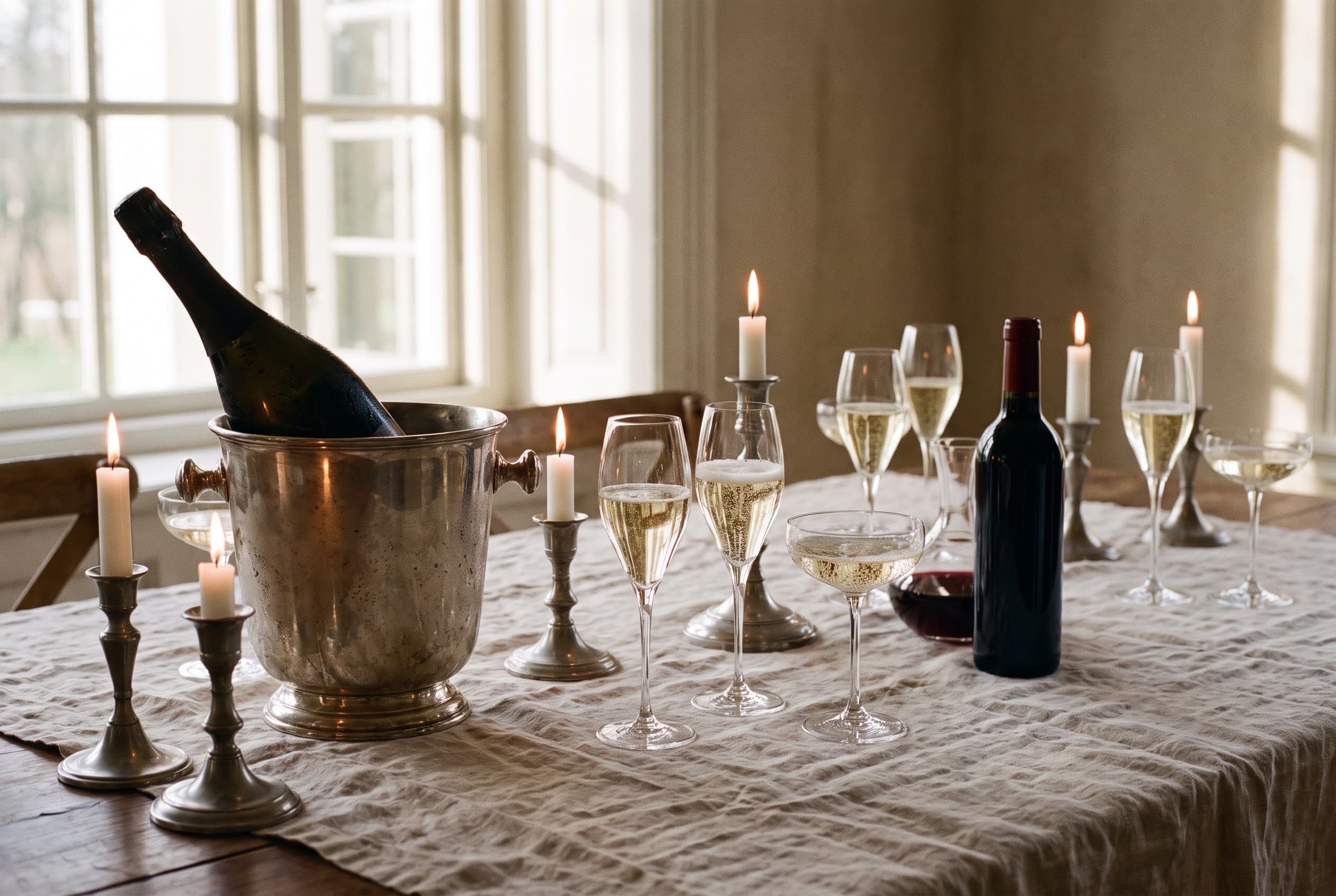 The champagne glass for New Year's Eve and after