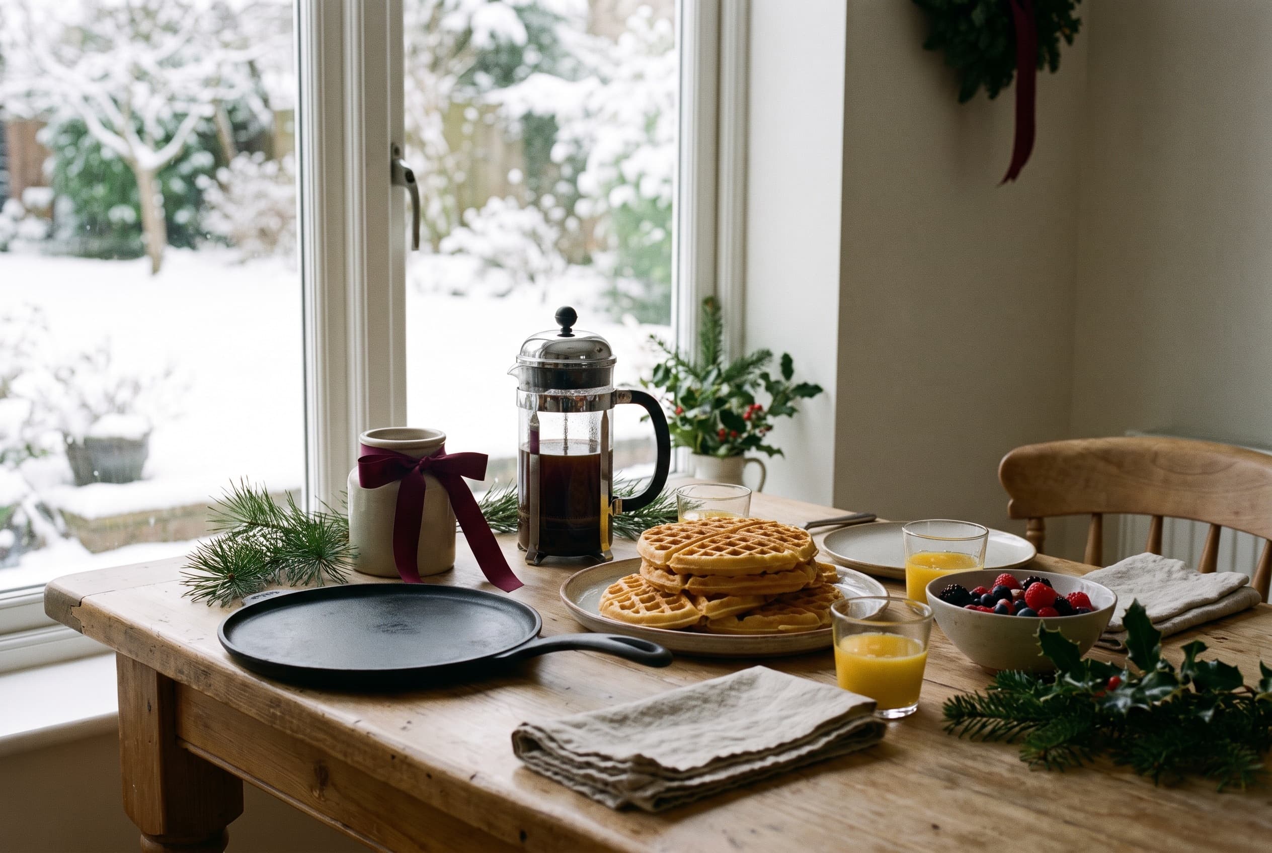 The pieces for a Christmas morning breakfast