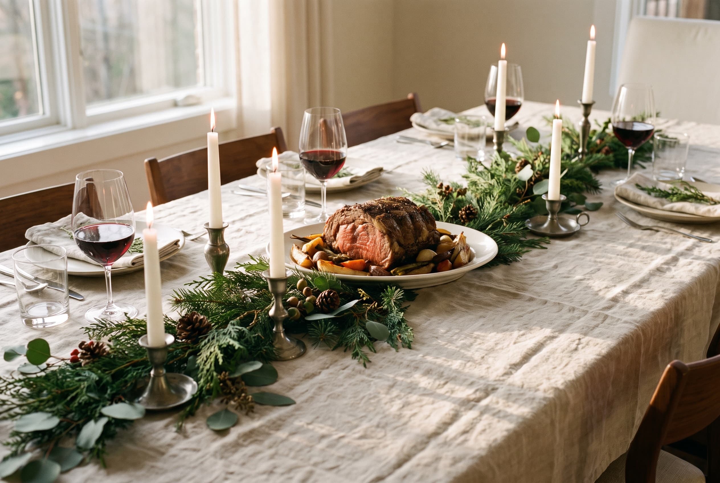 The Christmas table, set and served