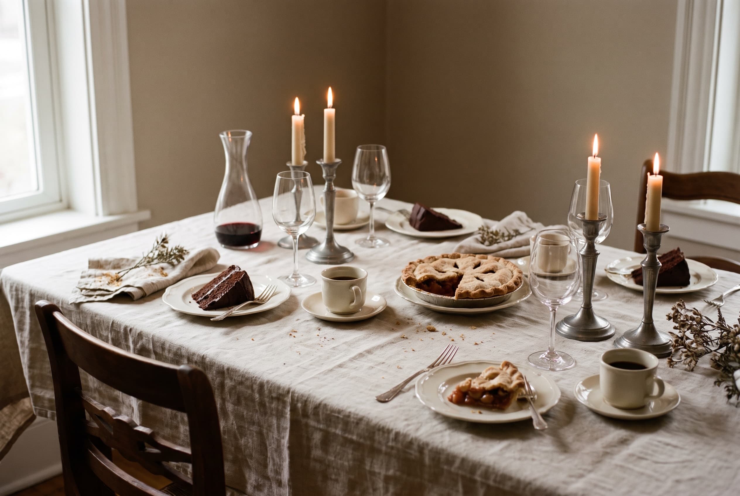 The dessert plates, plain and for the holidays