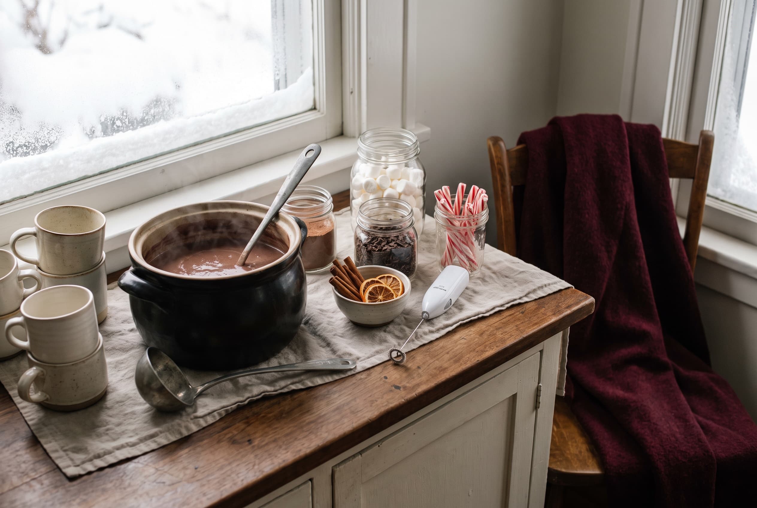 The hot chocolate bar for a winter gathering