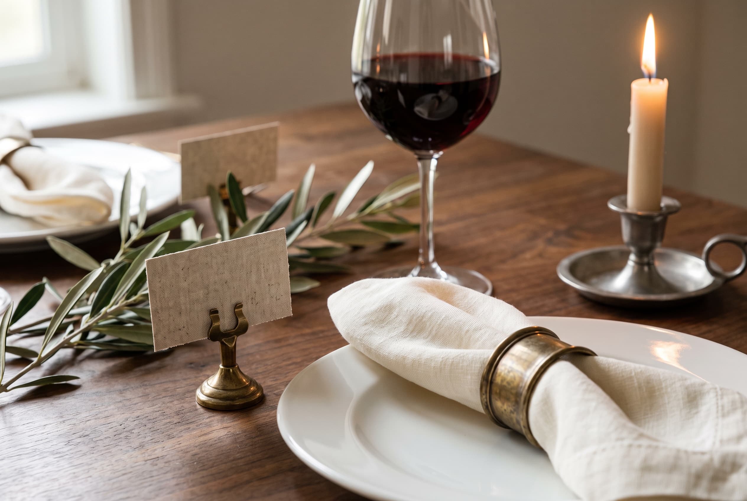 The napkin rings and place cards that finish a dinner table