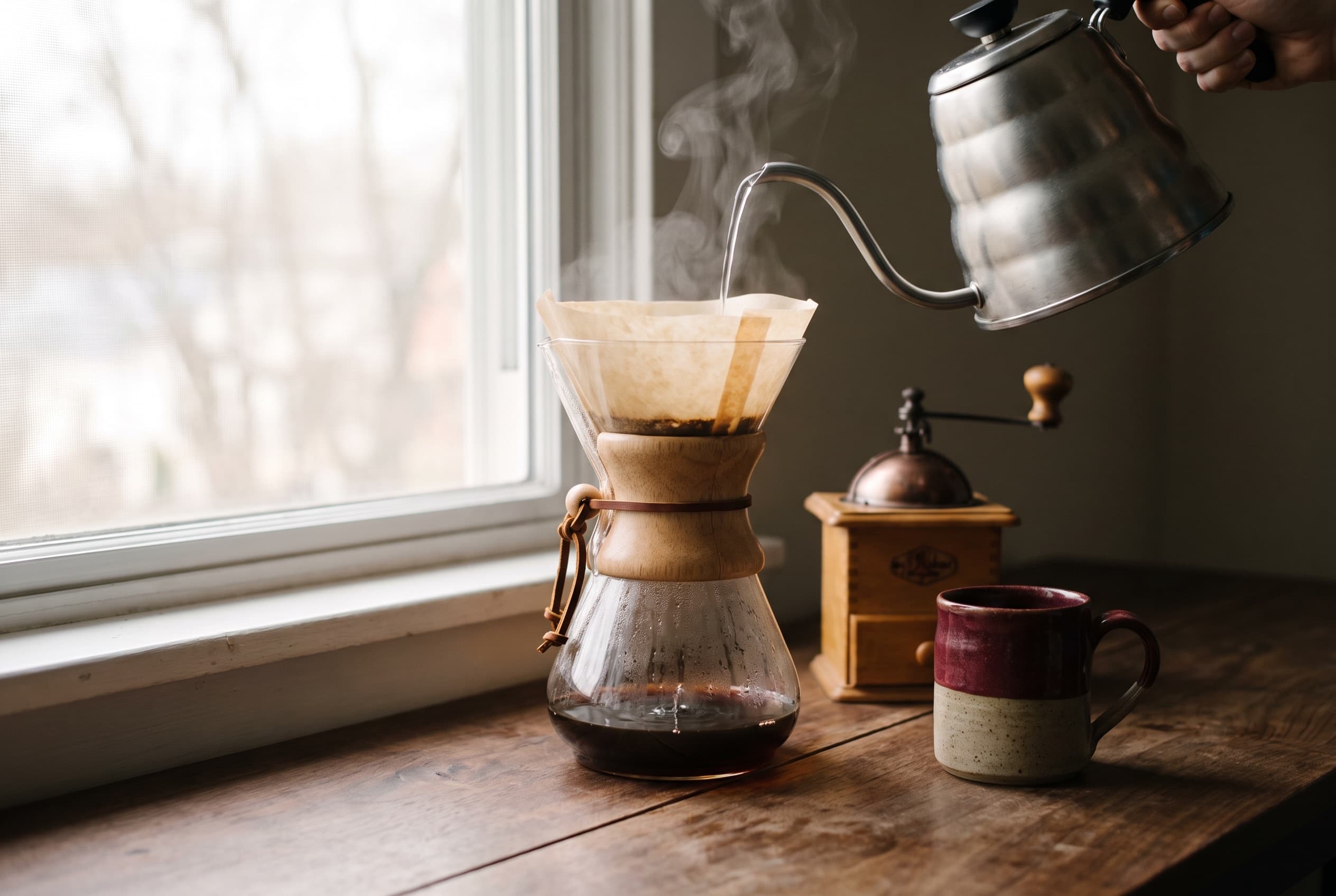 The pour-over coffee setup