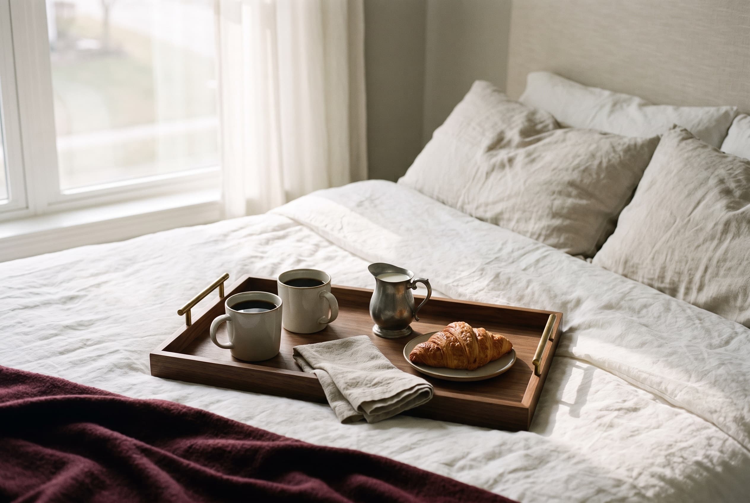 The serving tray for drinks, breakfast and the bar